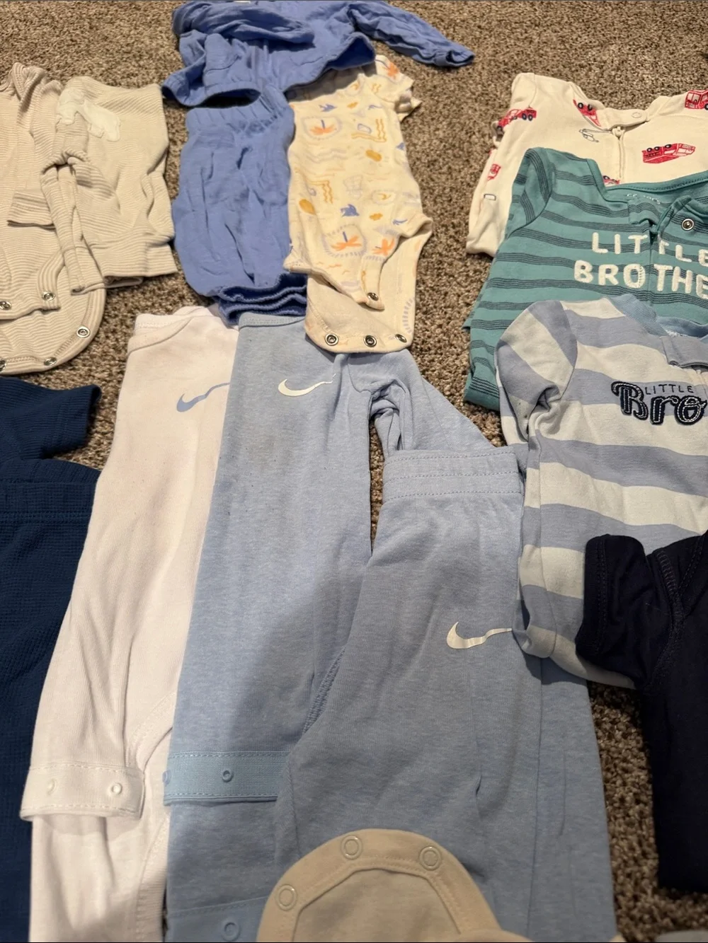 6M Mixed Baby Boy Onesies & Sleepers Bundle - Blue, Gray, Cream